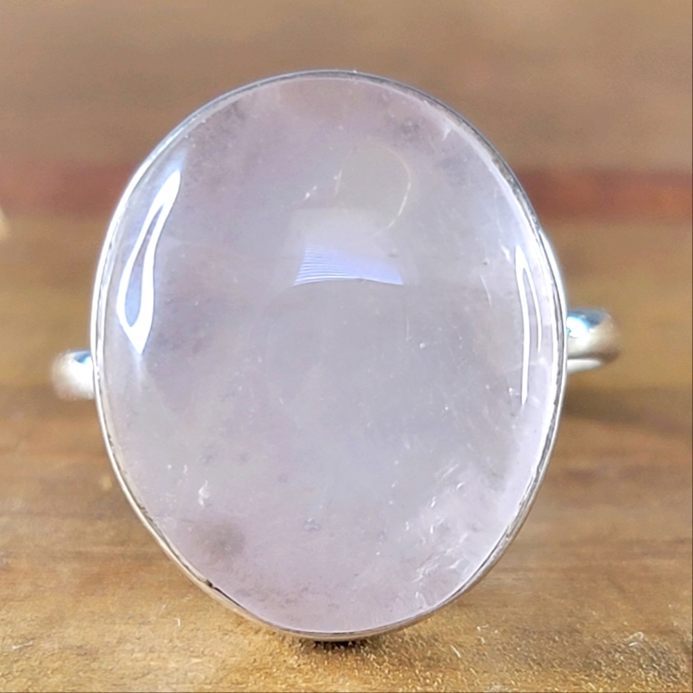 Native Rose Quartz Gemstone Ring Size 10 Sterling Silver Womens Boho Jew…